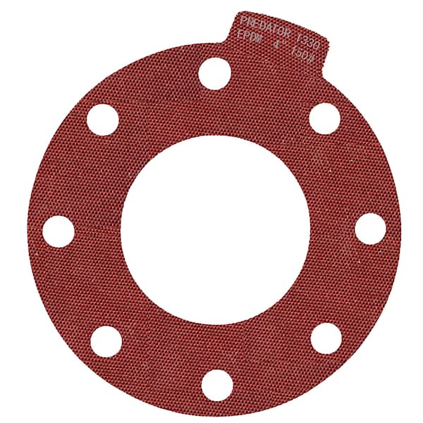 Macho O-Ring & Seal 4in Full Face Predator 1330 Flange Gasket Red EPDM, NSF-61 Certified, 1/8in Thick, 10PK 400.PFF150.M0010 - main